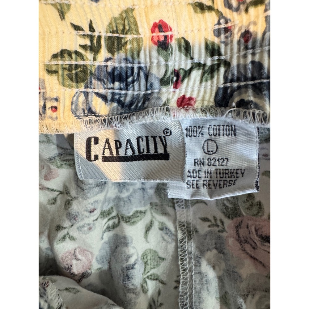 Capacity Vintage Floral Flowy Shorts Womens Large Cotton High Waist‎ Pink Blue L - Picture 4 of 7
